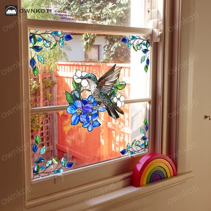 Double-sided Static Floral Bird Window Sticker