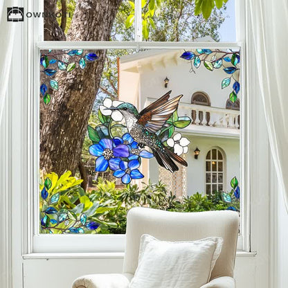 Double-sided Static Floral Bird Window Sticker