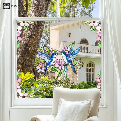 Double-sided Static Floral Bird Window Sticker