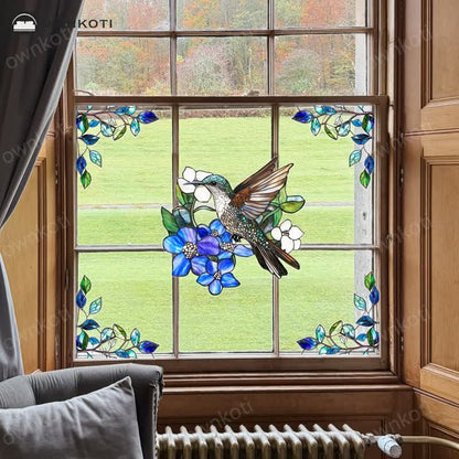 Double-sided Static Floral Bird Window Sticker