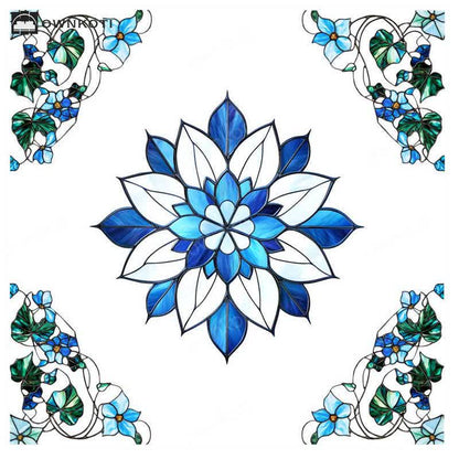 Elegant Floral Stained Static Window Sticker