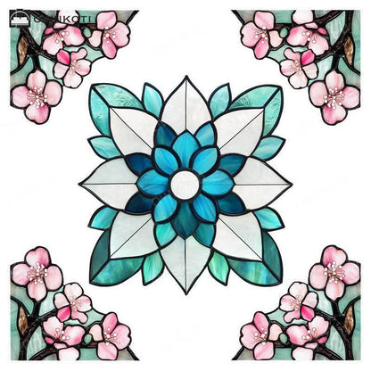 Elegant Floral Stained Static Window Sticker