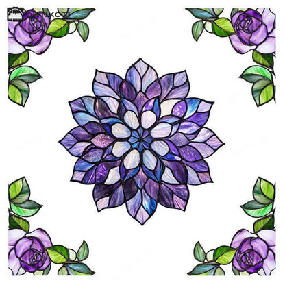 Elegant Floral Stained Static Window Sticker