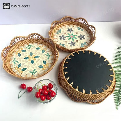 Rattan Colorful Shell Hollow Storage Basket