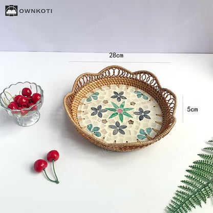 Rattan Colorful Shell Hollow Storage Basket