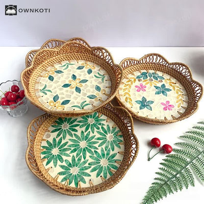 Rattan Colorful Shell Hollow Storage Basket