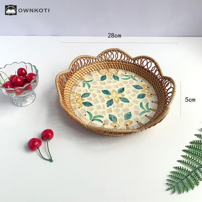 Rattan Colorful Shell Hollow Storage Basket