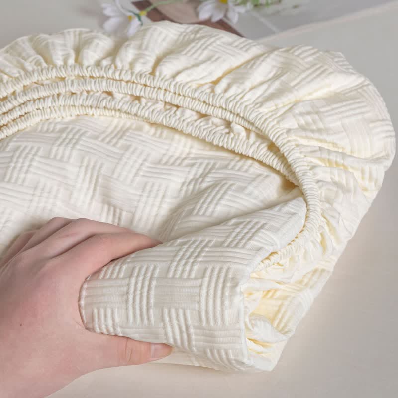 Solid Color Washed Cotton Soft Fitted Sheet - image 8