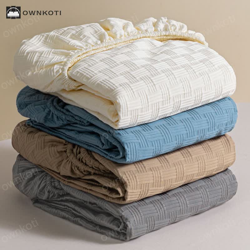 Solid Color Washed Cotton Soft Fitted Sheet