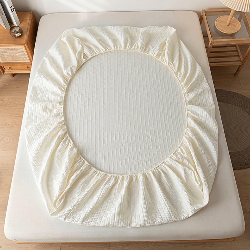 Solid Color Washed Cotton Soft Fitted Sheet - image 5