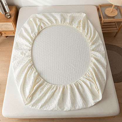Solid Color Washed Cotton Soft Fitted Sheet - image 5