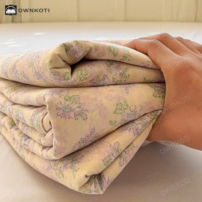 Cotton Gauze Anti-slip Floral Fitted Sheet