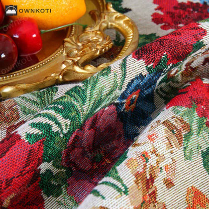 Retro Jacquard Dustproof Ruffled Tablecloth
