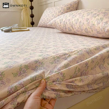 Cotton Gauze Anti-slip Floral Fitted Sheet