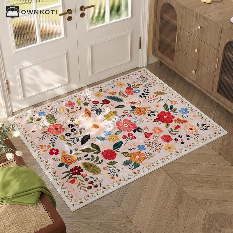 Pastoral Style Floral Dirt-resistant Absorbent Floor Mat