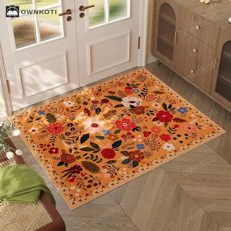 Pastoral Style Floral Dirt-resistant Absorbent Floor Mat