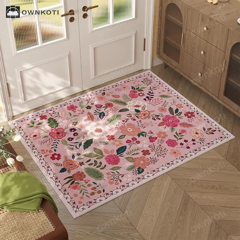 Pastoral Style Floral Dirt-resistant Absorbent Floor Mat