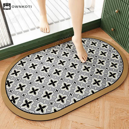 Elegant Floral Diatom Mud Bathroom Floor Mat