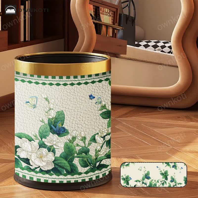 Double Layer Vintage Floral Trash Bin