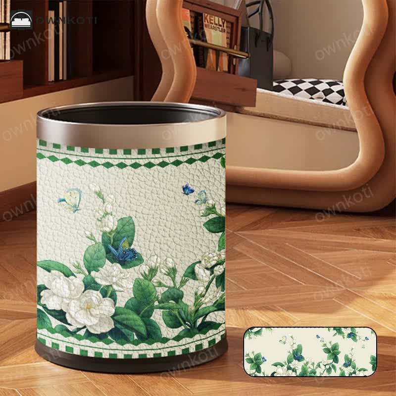 Double Layer Vintage Floral Trash Bin