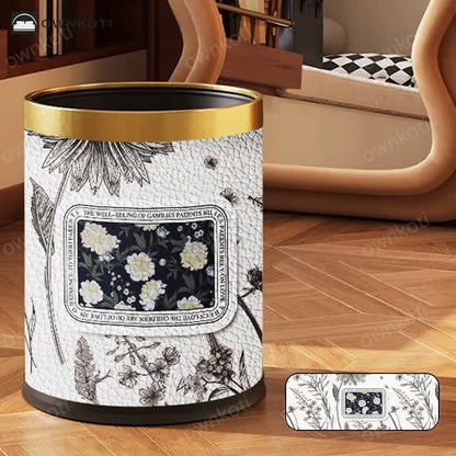 Double Layer Vintage Floral Trash Bin