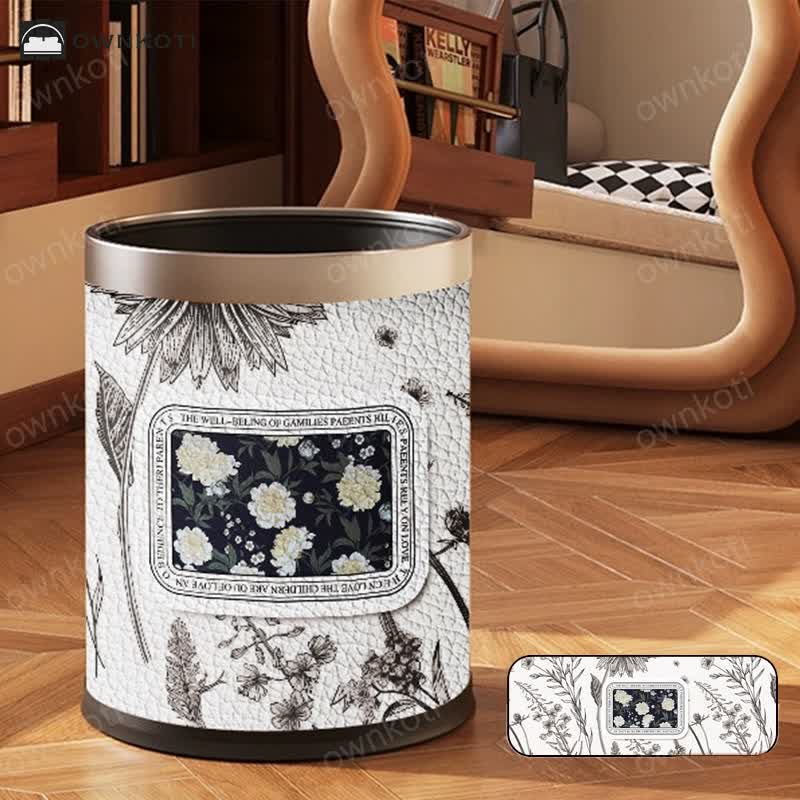 Double Layer Vintage Floral Trash Bin