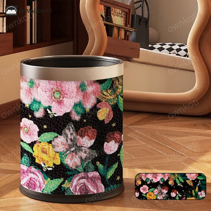 Double Layer Vintage Floral Trash Bin