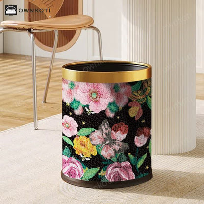 Double Layer Vintage Floral Trash Bin