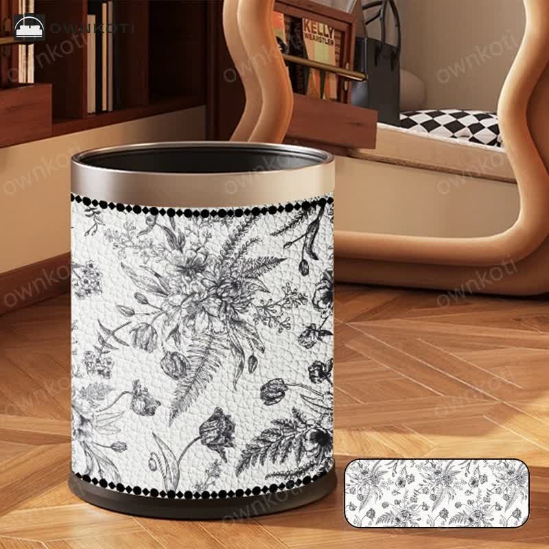Double Layer Vintage Floral Trash Bin