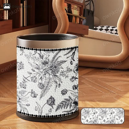 Double Layer Vintage Floral Trash Bin