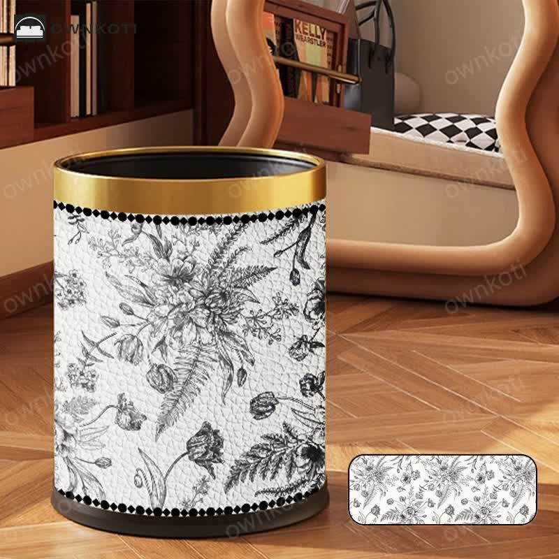 Double Layer Vintage Floral Trash Bin
