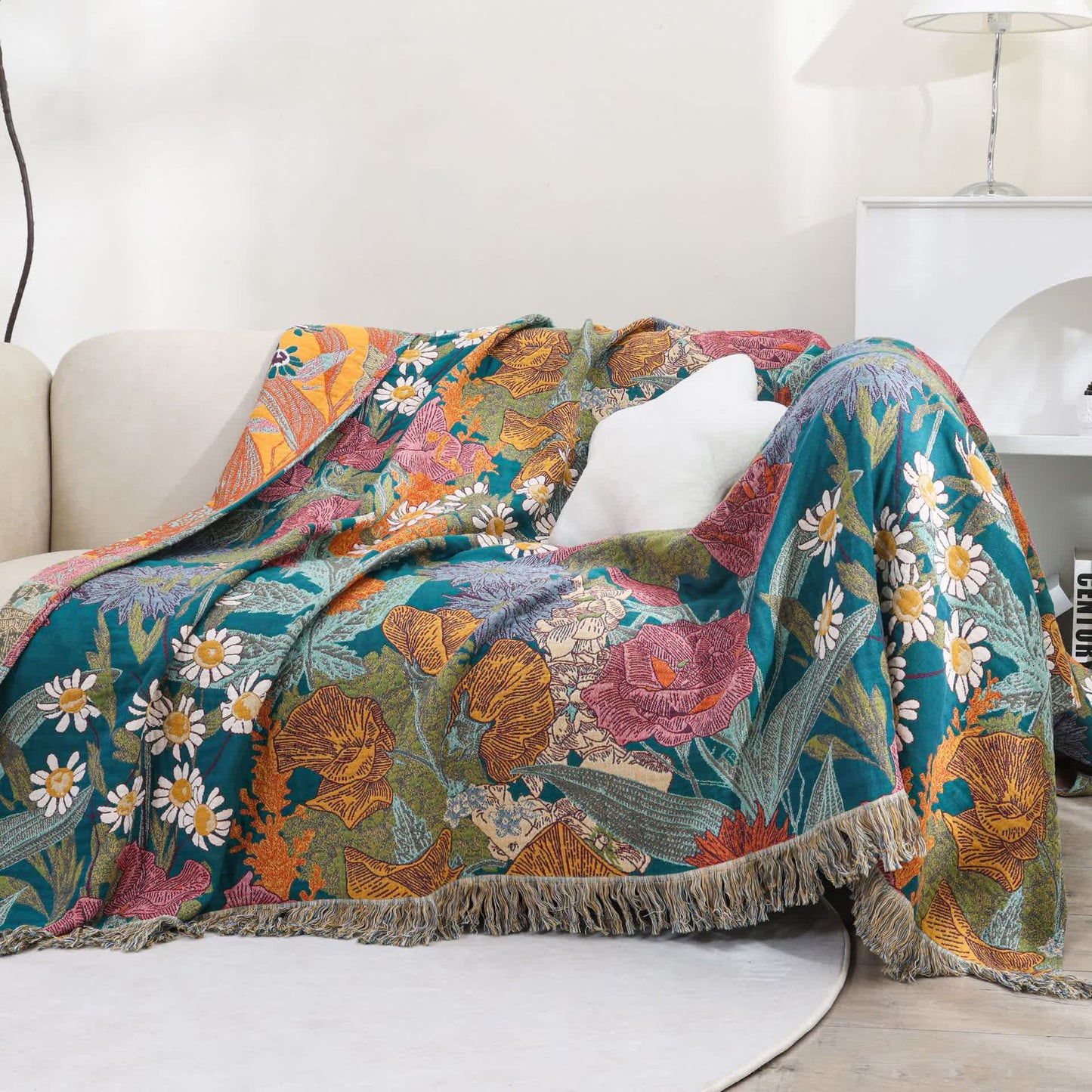 Garden Flower Cotton Gauze Reversible Quilt