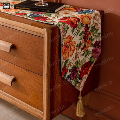 French Pastoral Style Floral Table Runner