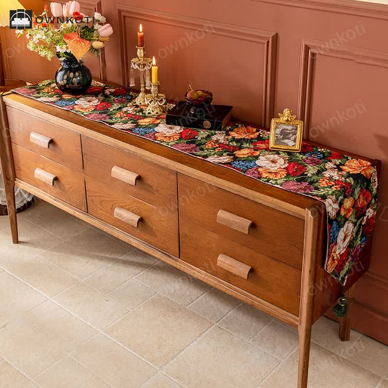 French Pastoral Style Floral Table Runner