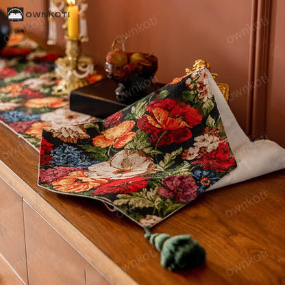French Pastoral Style Floral Table Runner