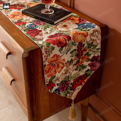 French Pastoral Style Floral Table Runner