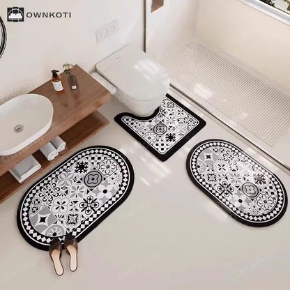 Elegant Floral Diatom Mud Absorbent Anti-slip Bath Mat
