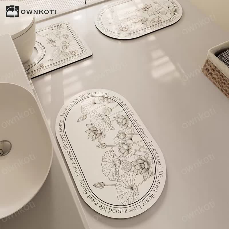 Elegant Floral Diatom Mud Absorbent Anti-slip Bath Mat