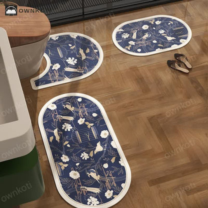 Elegant Rural Botanical Floral Print Bath Mat