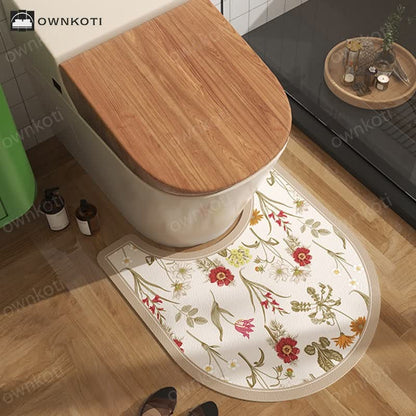 Elegant Rural Botanical Floral Print Bath Mat