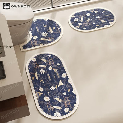 Elegant Rural Botanical Floral Print Bath Mat