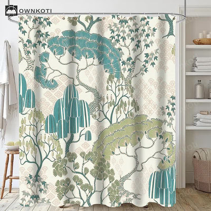 Plant Leaves Waterproof Shower Curtain