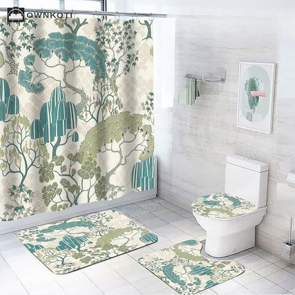 Plant Leaves Waterproof Shower Curtain