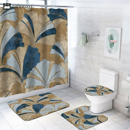 Plant Leaves Waterproof Shower Curtain