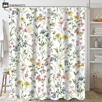 Plant Leaves Waterproof Shower Curtain