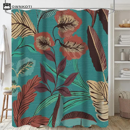Plant Leaves Waterproof Shower Curtain