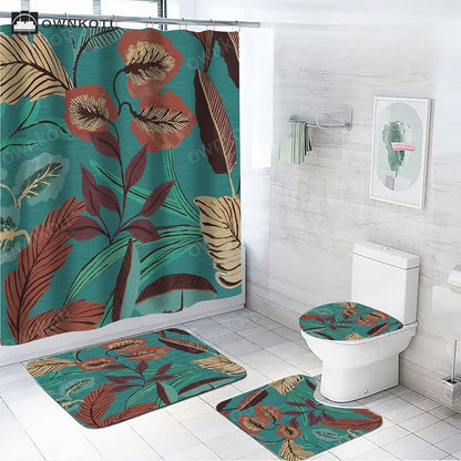Plant Leaves Waterproof Shower Curtain