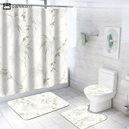 Plant Leaves Waterproof Shower Curtain