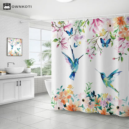Floral Bird Waterproof Decorative Shower Curtain