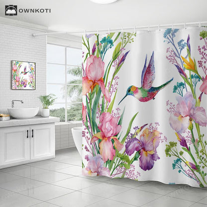 Floral Bird Waterproof Decorative Shower Curtain